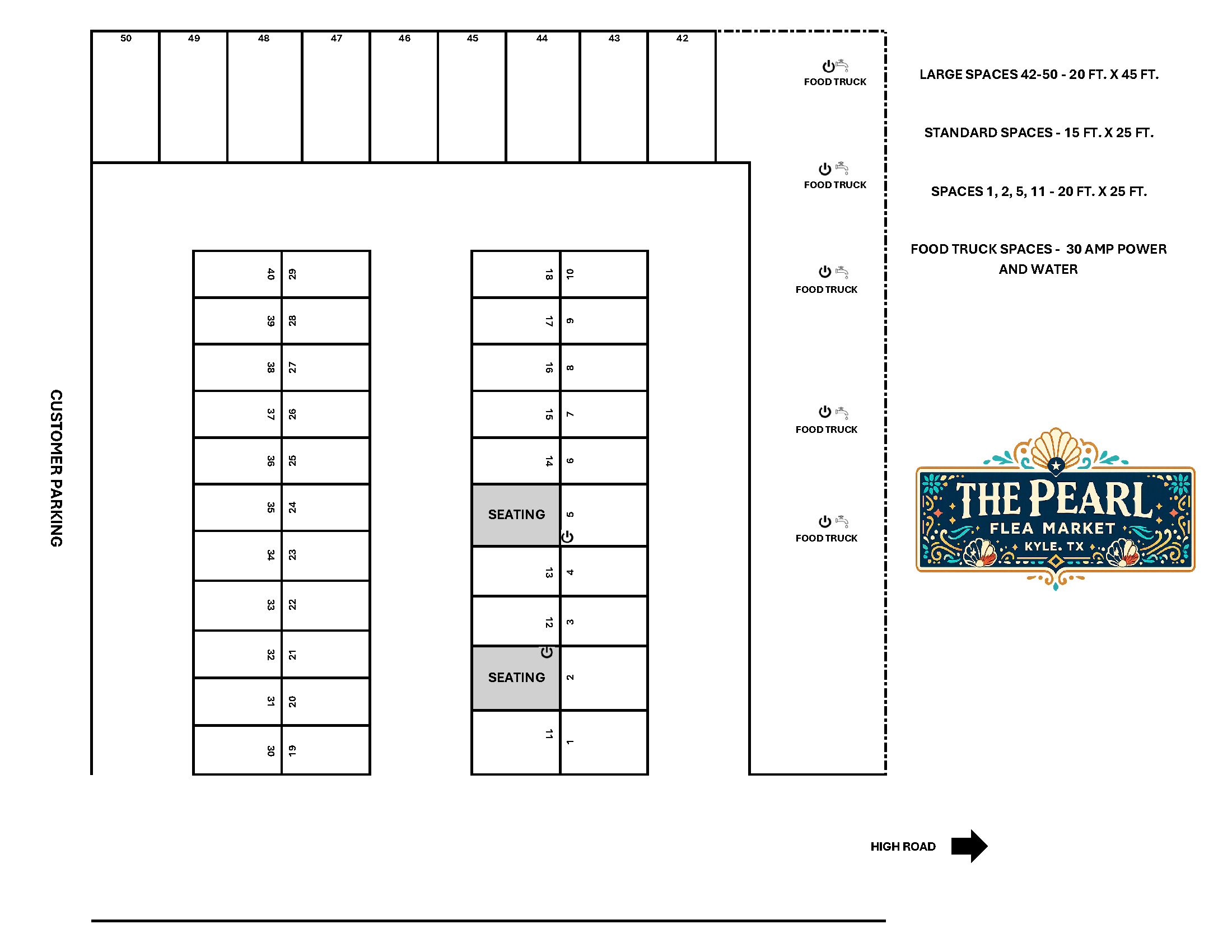 The Pearl Flea Market vendor space layout map